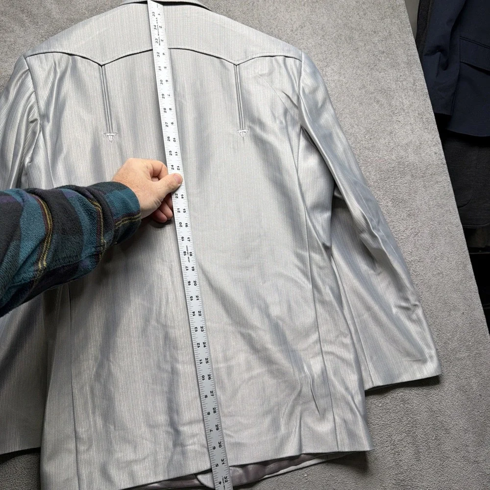 Vintage Rockabilly Western Suit Gray Jacket Pants Set 42R 34 Deadstock